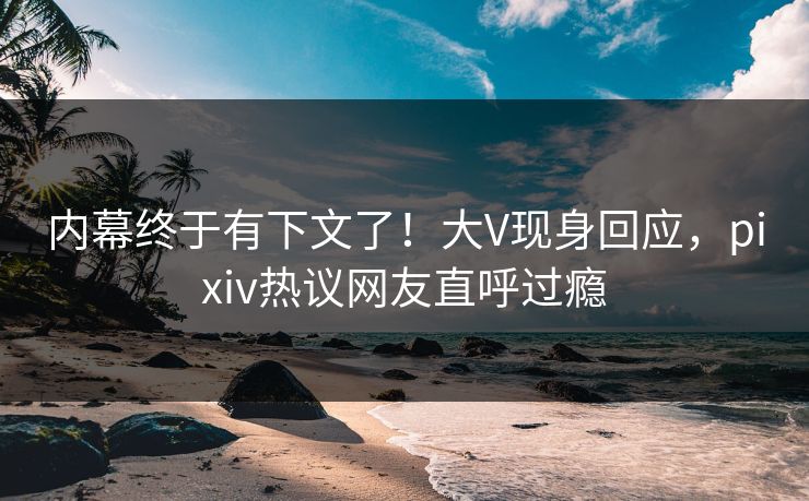 内幕终于有下文了！大V现身回应，pixiv热议网友直呼过瘾