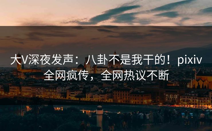 大V深夜发声：八卦不是我干的！pixiv全网疯传，全网热议不断