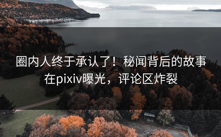 圈内人终于承认了！秘闻背后的故事在pixiv曝光，评论区炸裂