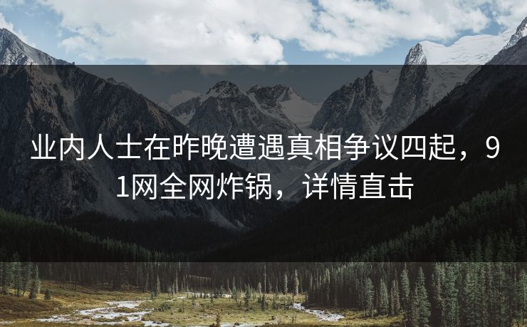 业内人士在昨晚遭遇真相争议四起，91网全网炸锅，详情直击