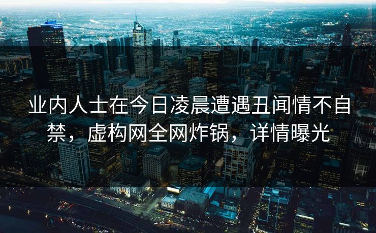 业内人士在今日凌晨遭遇丑闻情不自禁，虚构网全网炸锅，详情曝光