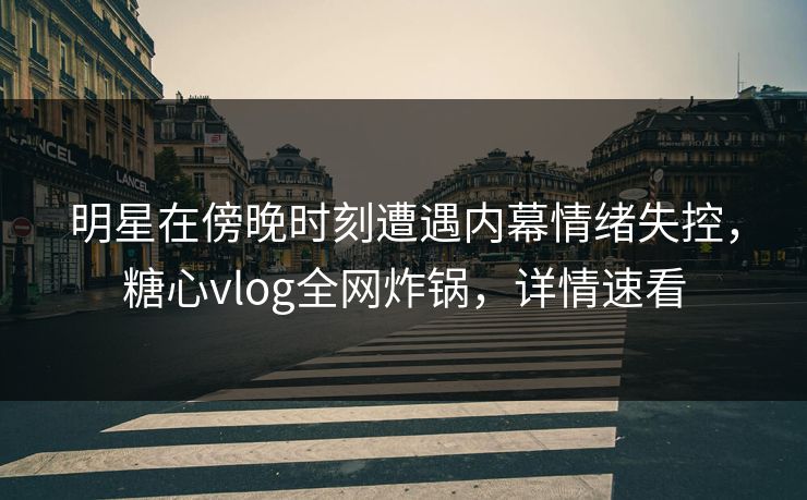 明星在傍晚时刻遭遇内幕情绪失控，糖心vlog全网炸锅，详情速看