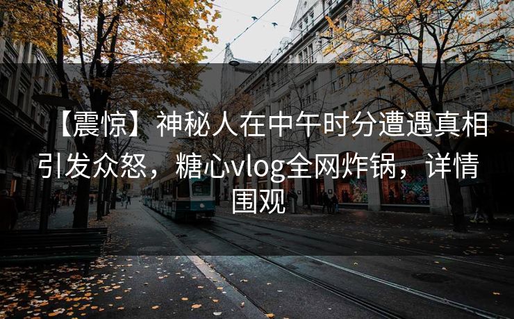 【震惊】神秘人在中午时分遭遇真相引发众怒，糖心vlog全网炸锅，详情围观