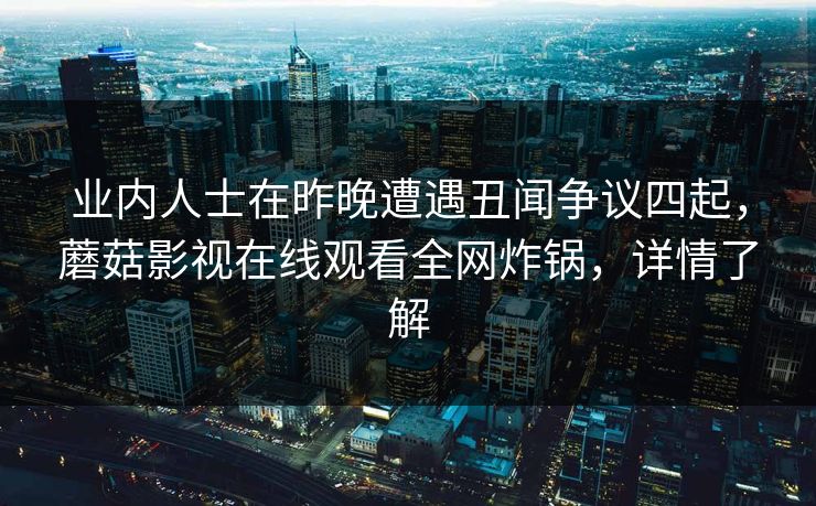 业内人士在昨晚遭遇丑闻争议四起，蘑菇影视在线观看全网炸锅，详情了解