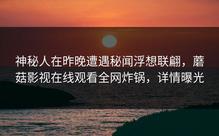 神秘人在昨晚遭遇秘闻浮想联翩，蘑菇影视在线观看全网炸锅，详情曝光