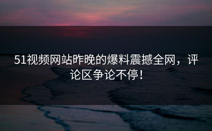 51视频网站昨晚的爆料震撼全网，评论区争论不停！